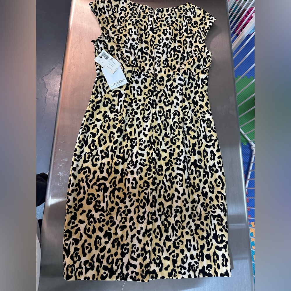 Calvin Klein Animal Print Dress in Black and Tan - Picture 6 of 7